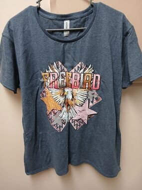 Freebird Graphic Tee - Blue Short Sleeve Top
